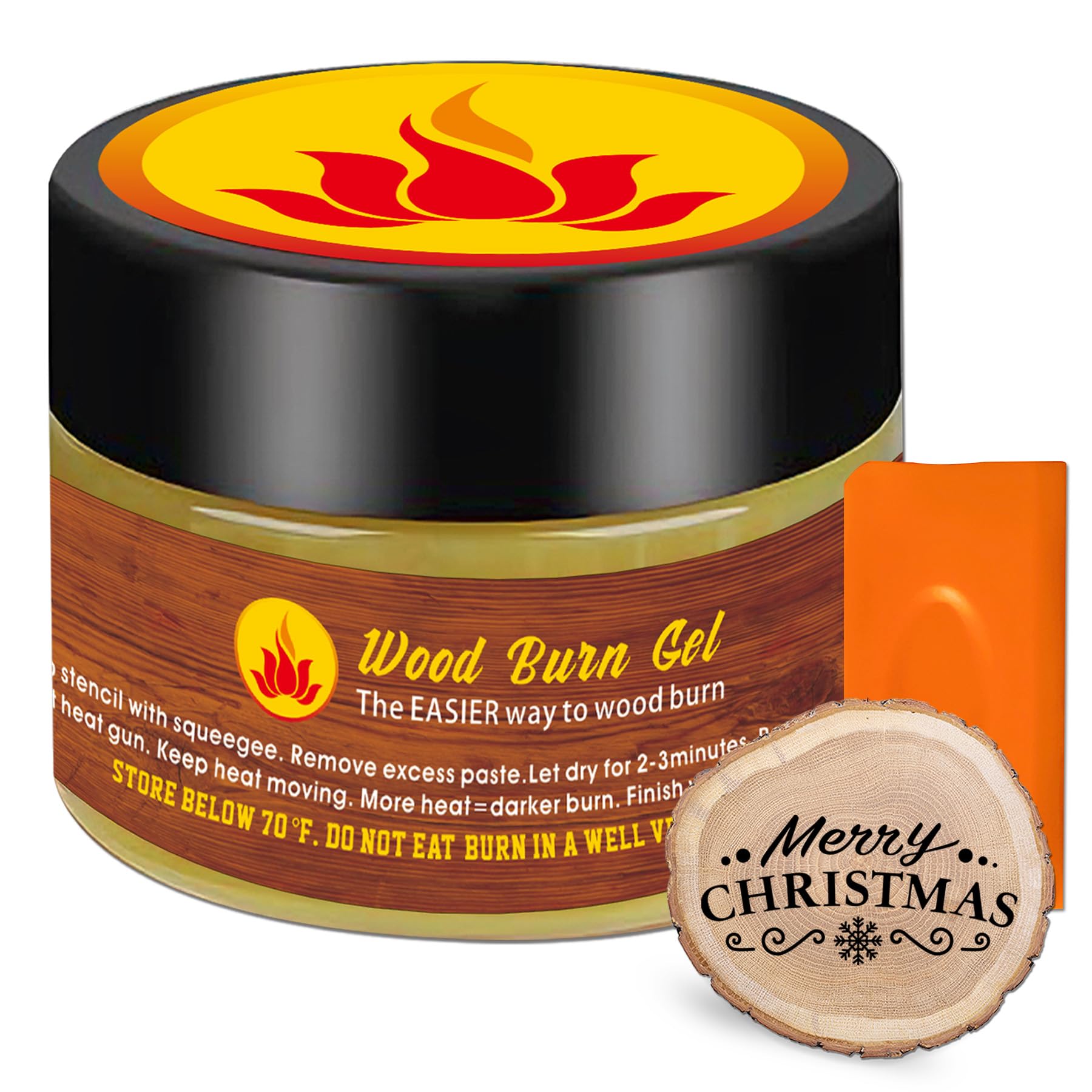 Jolof Store Wood Burning Paste – 4oz Wood Burn Gel with Silicone Squeegee
