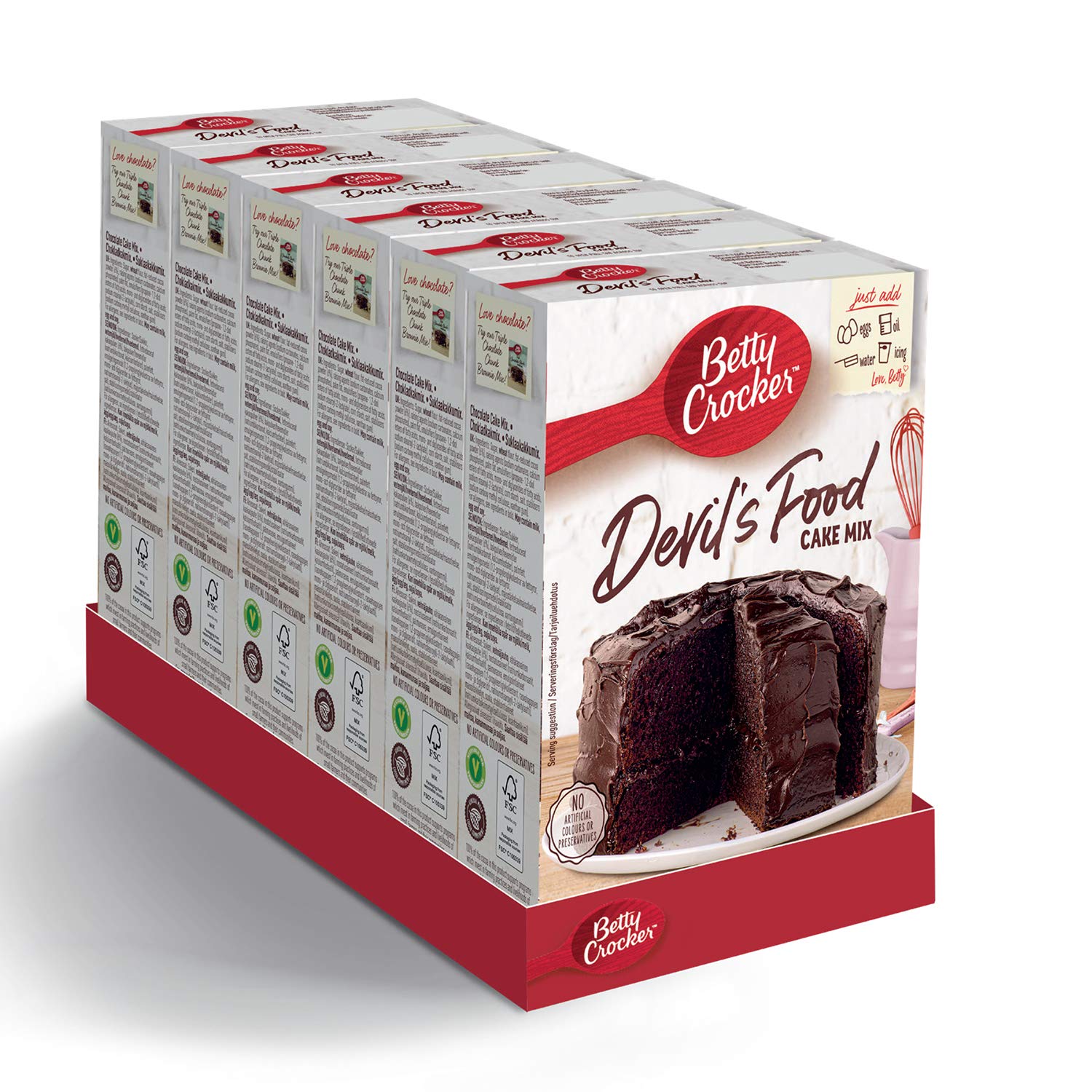 Betty Crocker Devil's Food Chocolate Cake Mix, 425g (Pack of 6)