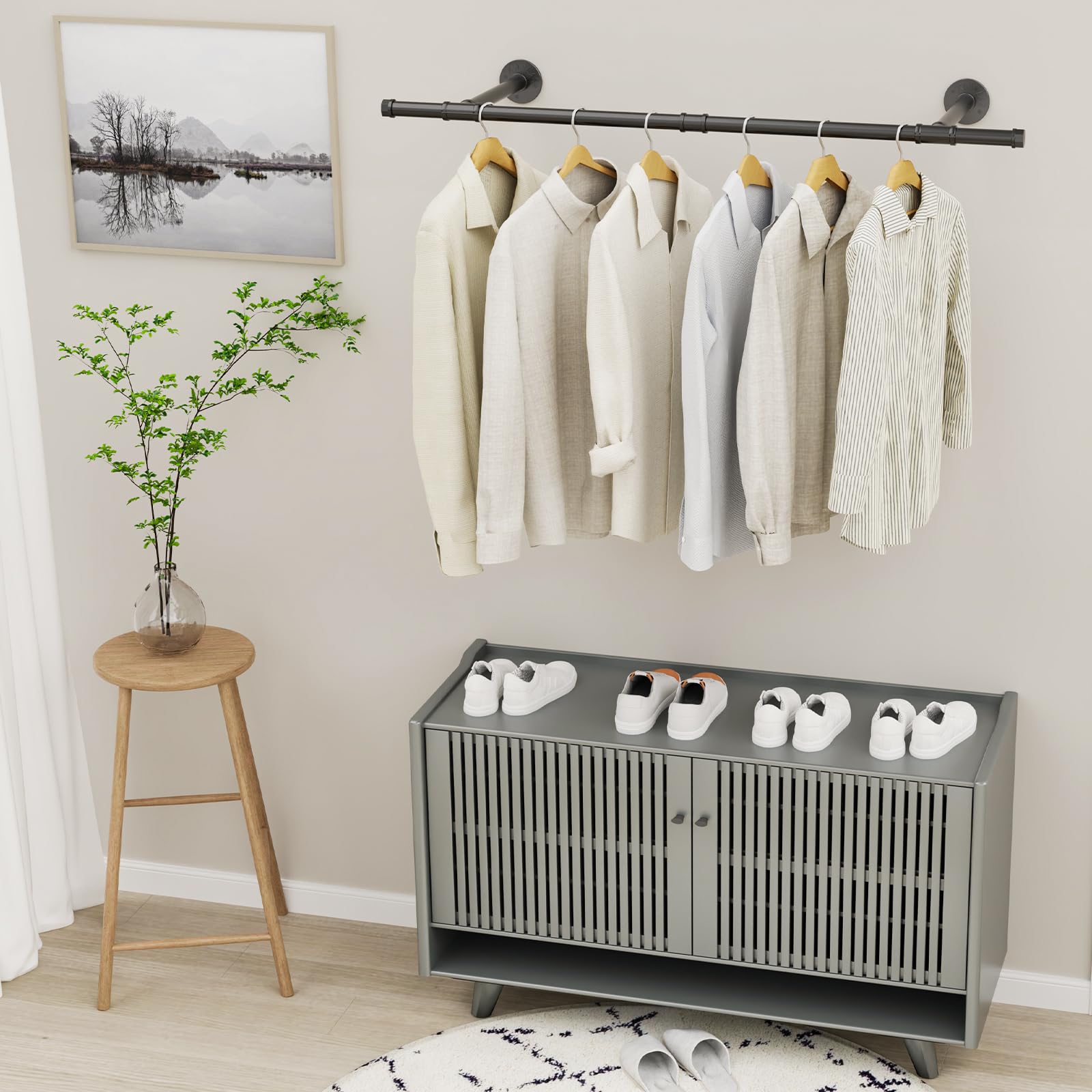 Yawinhe Wall Mounted Clothes Rail Set of 2 – 112cm Industrial Steel Rack