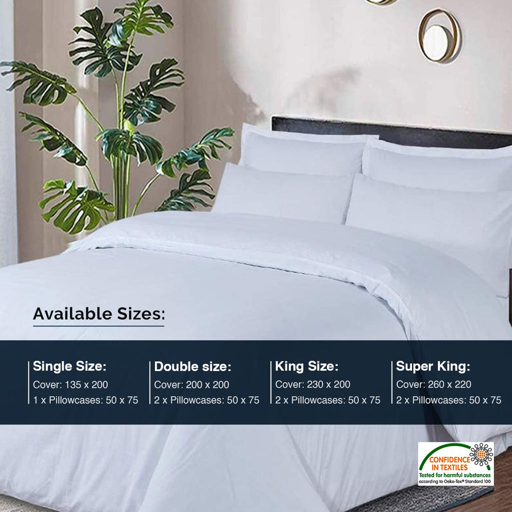 DTEX HOMES 800 Thread Count Egyptian Cotton King Duvet Cover Set | White