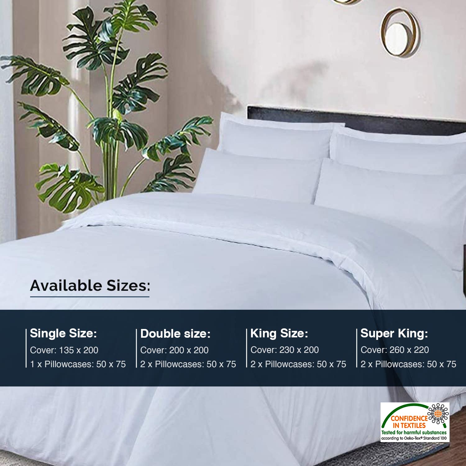 DTEX HOMES 800 Thread Count Egyptian Cotton Duvet Cover Set - White