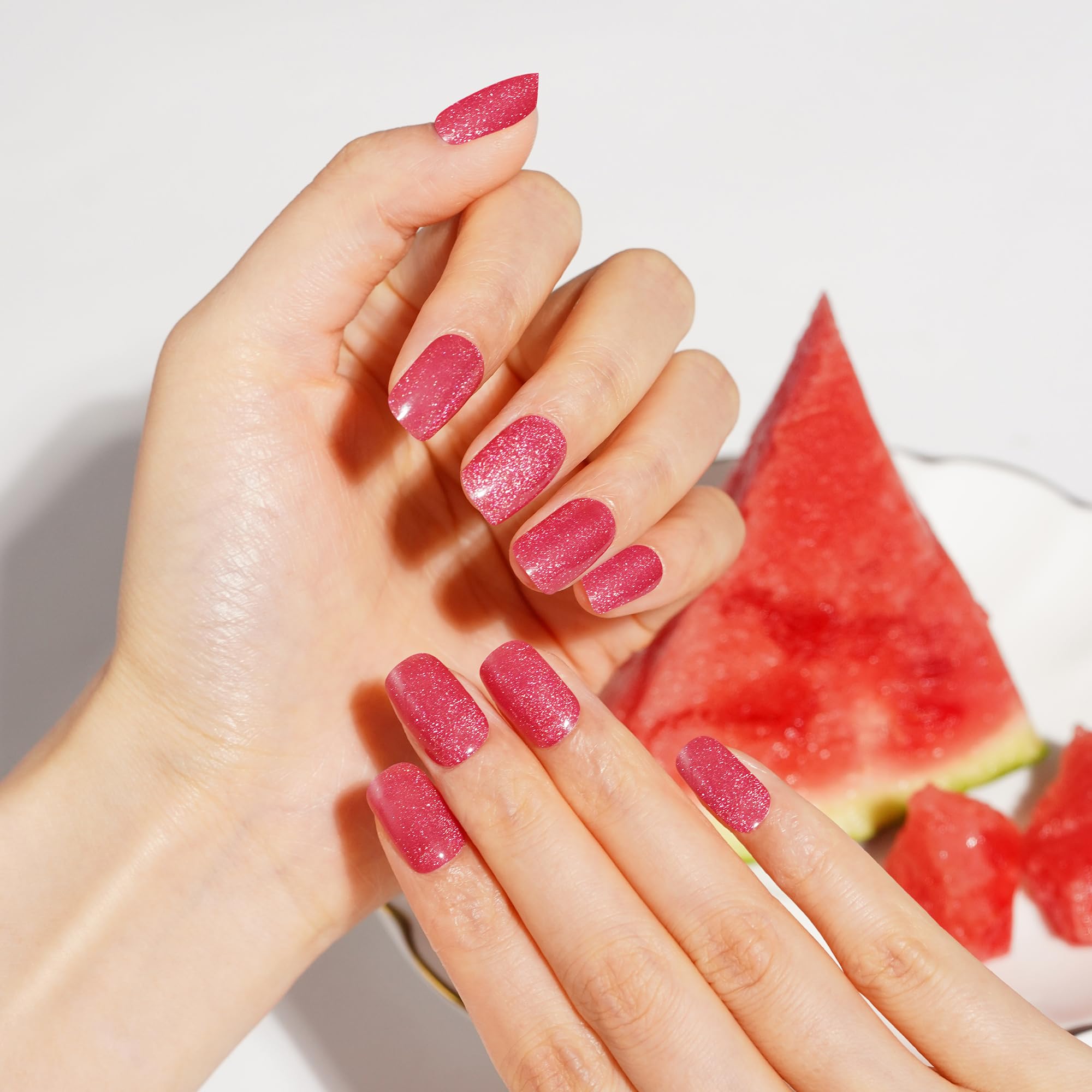 DANNI & TONI Semi Cured Gel Nail Strips – Crimson Glare Cat Eye 28Pcs