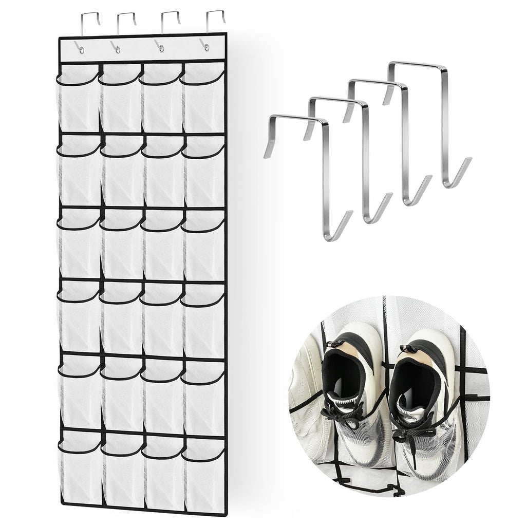 AUAUY Over the Door Shoe Storage Organiser, 24 Mesh Pockets - image 1