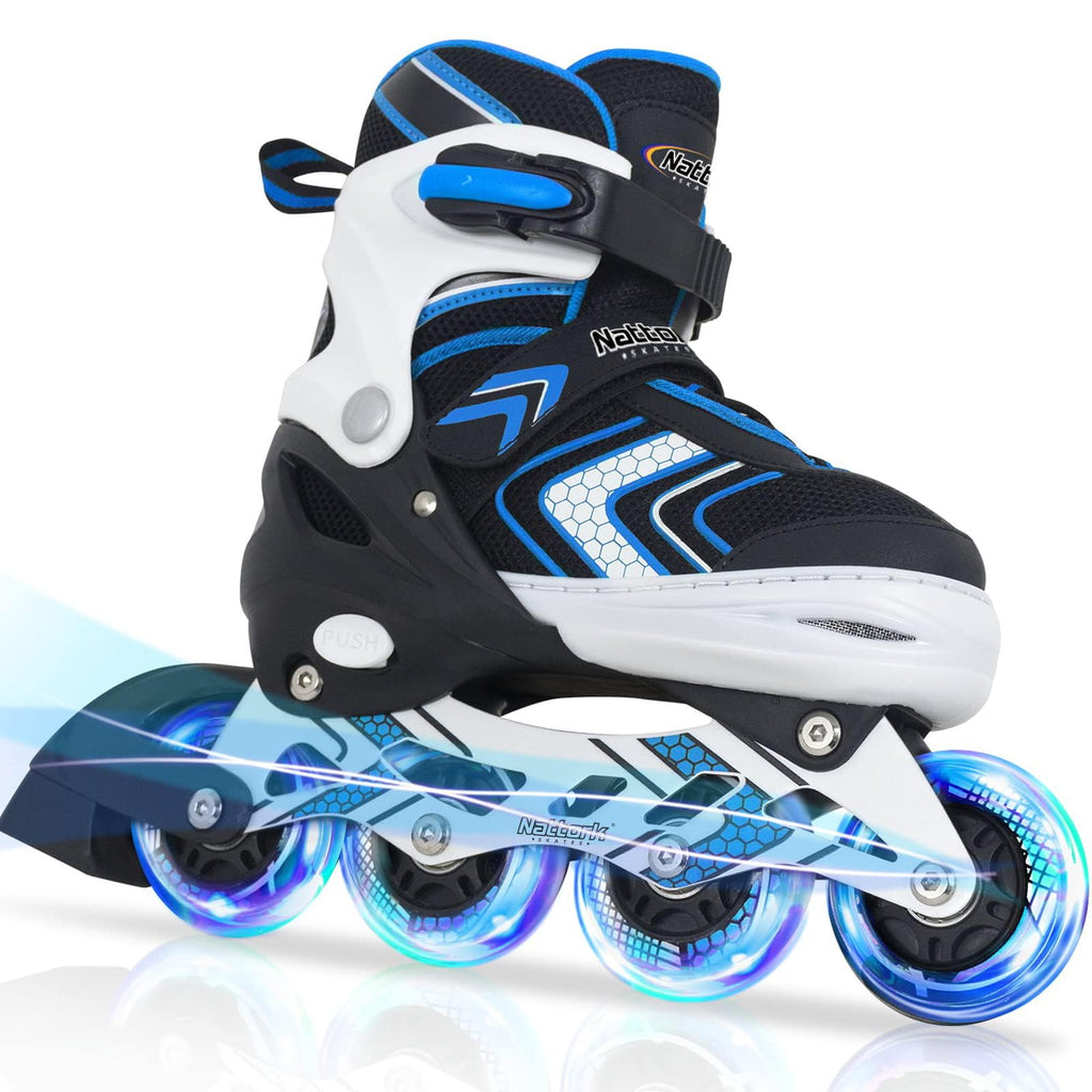 Nattork Kids Adjustable Inline Skates | Light Up Wheels Beginner Rollerblades