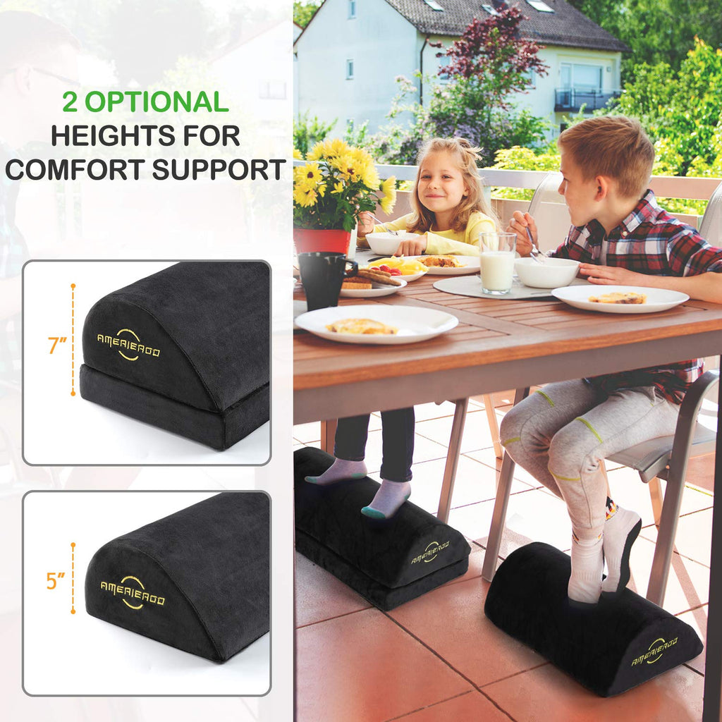 AMERIERGO Adjustable Memory Foam Foot Rest – Ergonomic Under Desk Stool