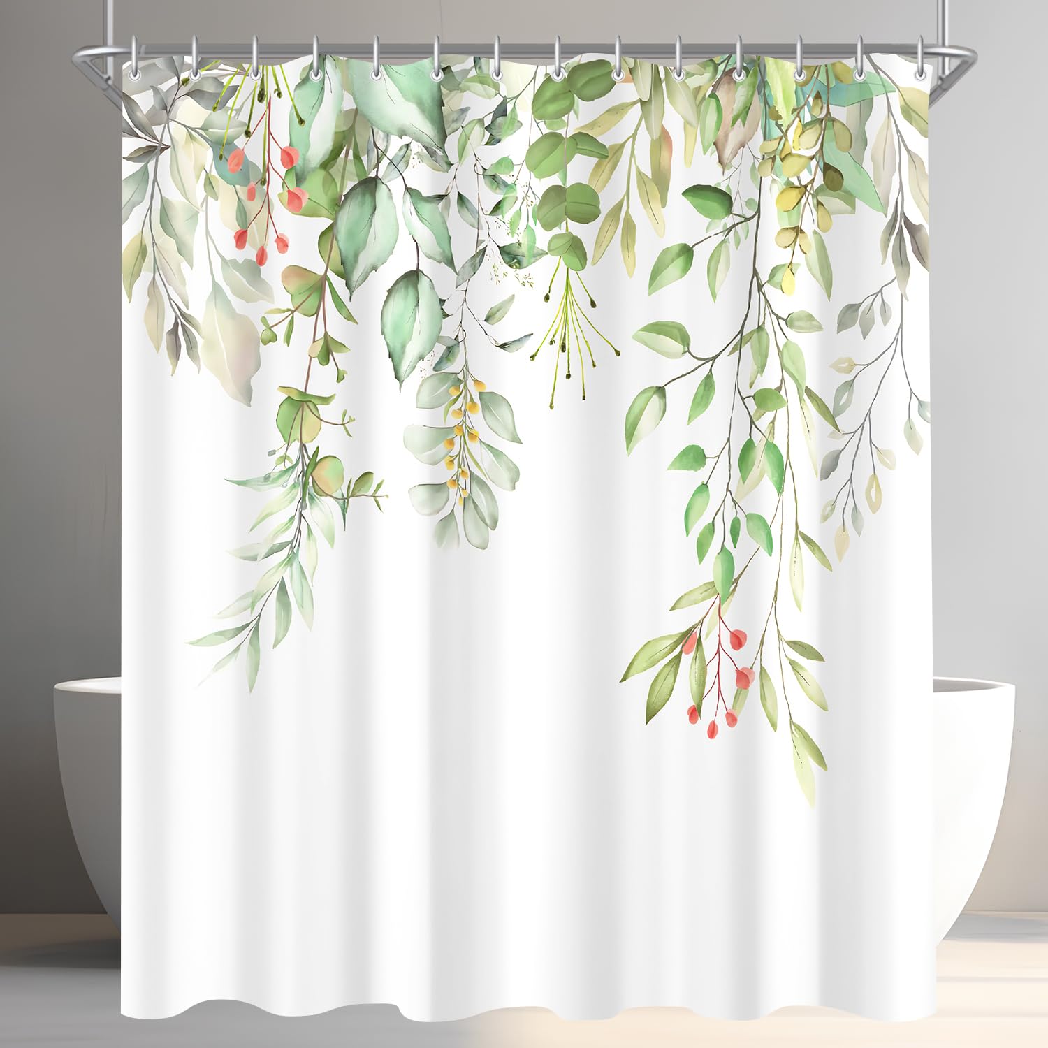 Lerores Clear Leaves Shower Curtain – Anti-Mould Waterproof Polyester