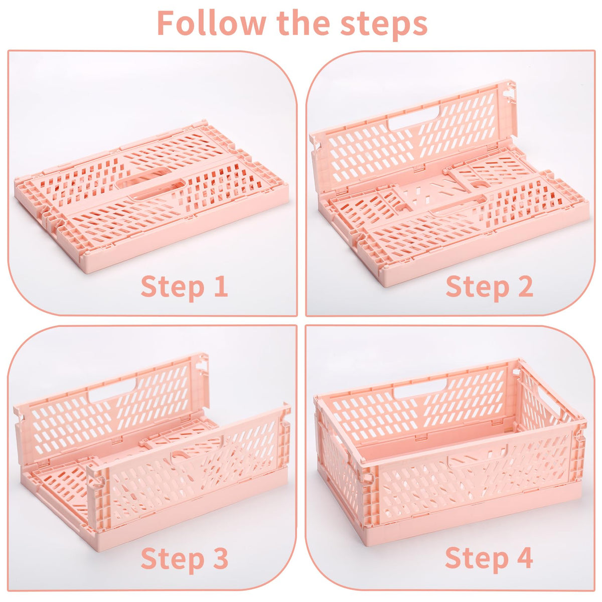 PIANKEKE 2 Pcs Collapsible Storage Box, Plastic Stackable Folding Storage CratesStorage Baskets - image 3