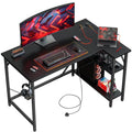 Domshoct L-Shaped Gaming Desk with Power Outlets & Reversible Shelves