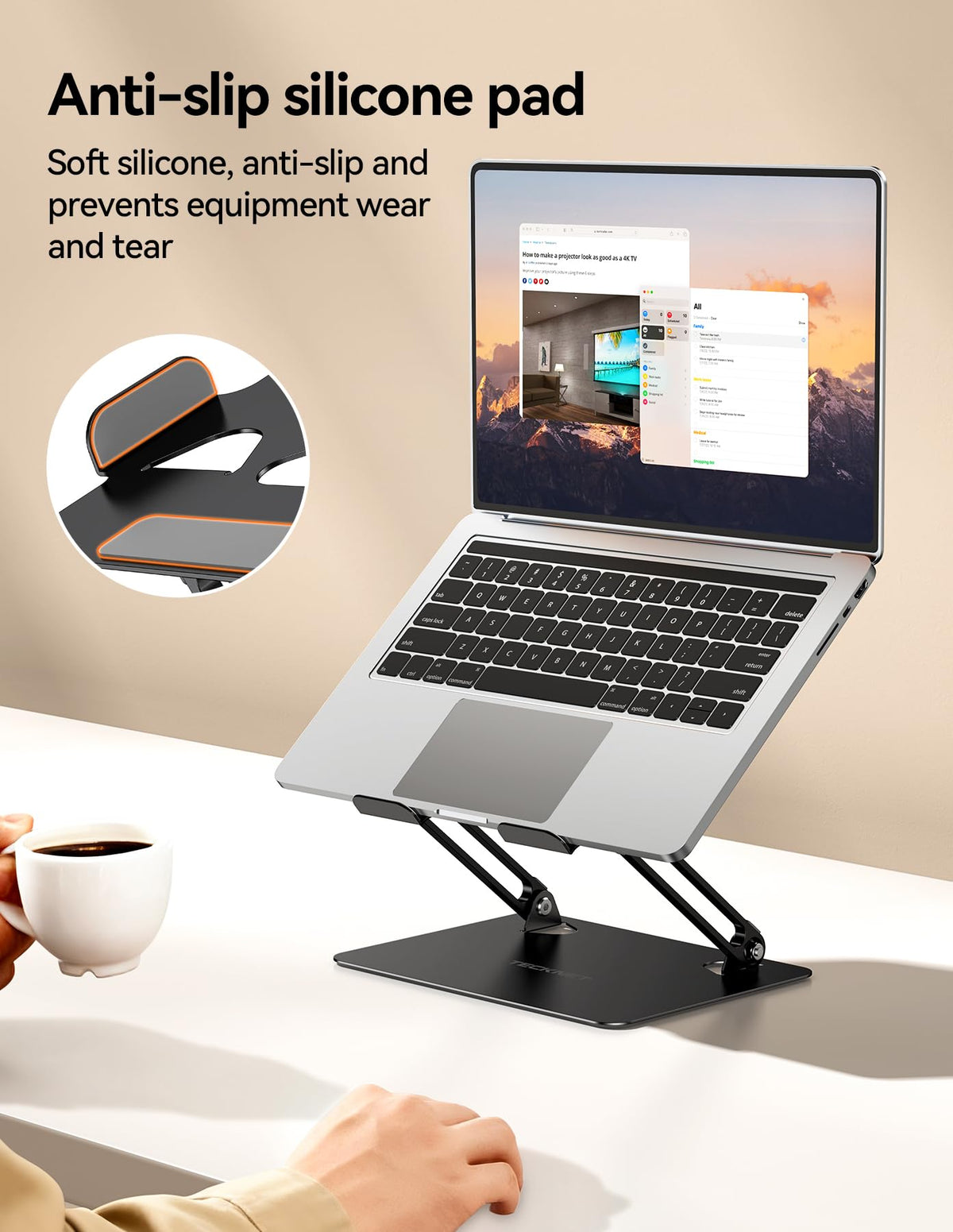 TECKNET Laptop Stand for Desk, Ergonomic Foldable Laptop Riser, Black - image 5