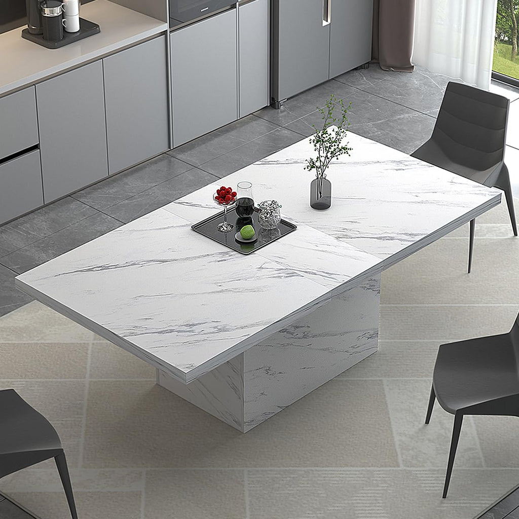 HSH Dining Table Modern Rectangle Kitchen Dinner Table 180cm White Marble