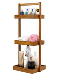 Utoplike Teak Shower Caddy – 3-Tier Standing Wooden Corner Organizer