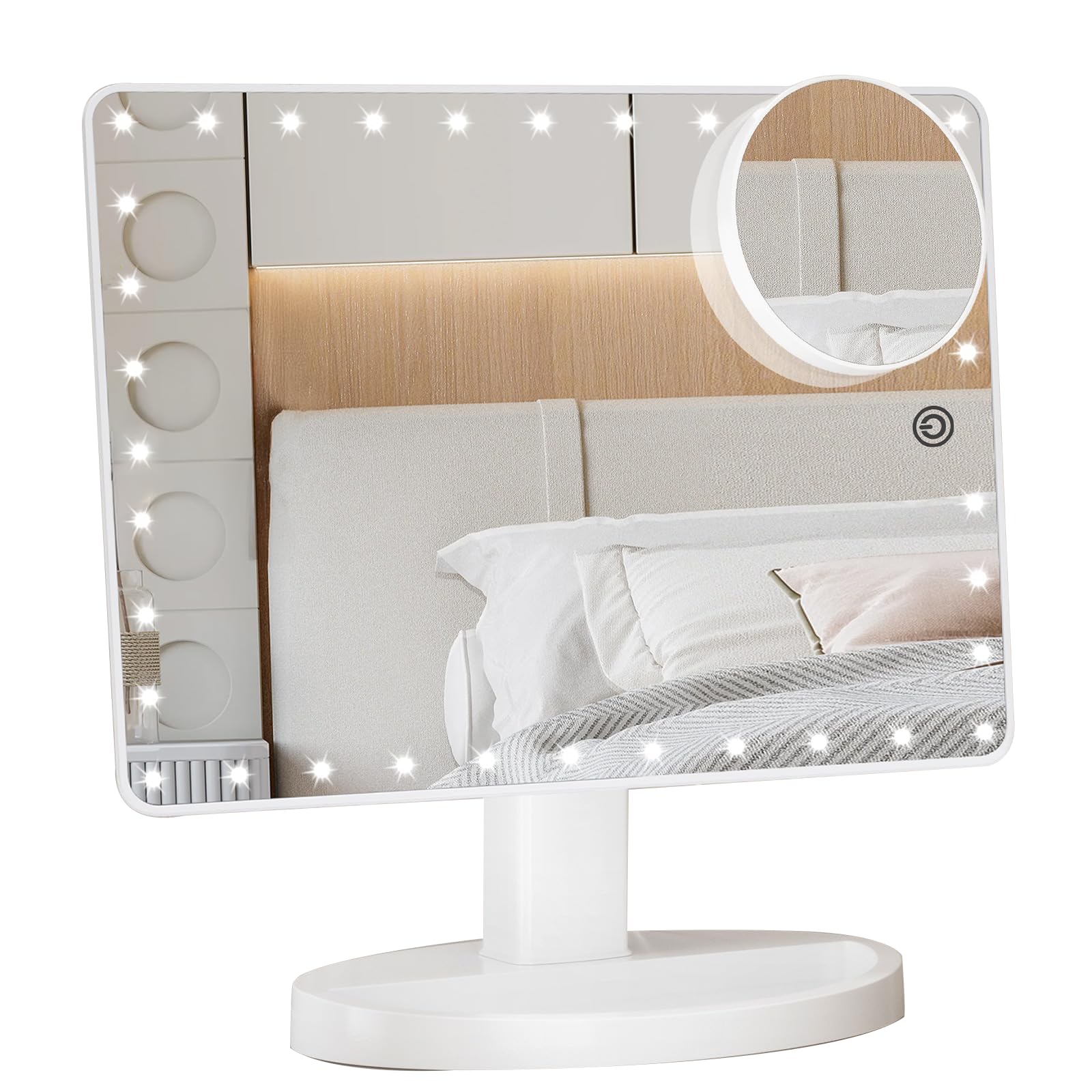 FUNTOUCH Large Lighted Vanity Makeup Mirror | 10X Magnification & 35 LEDs
