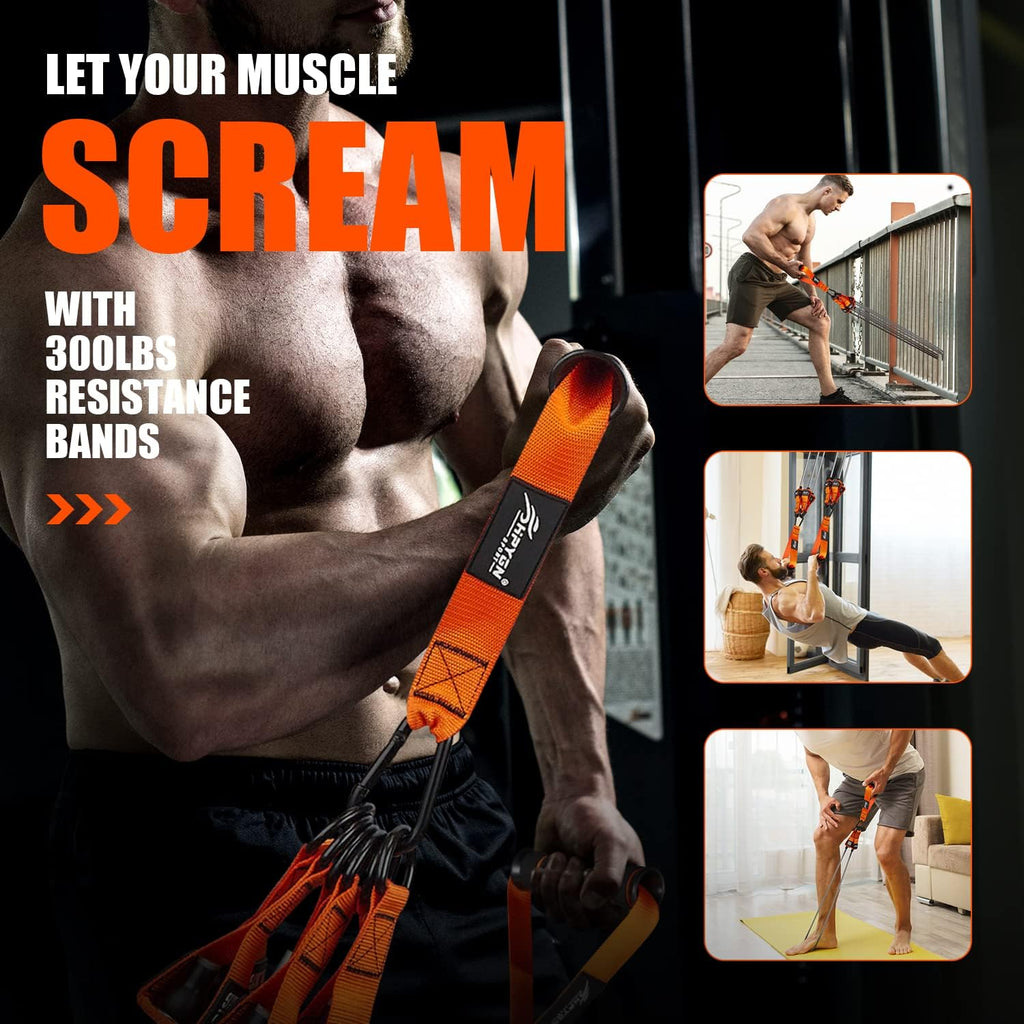 HPYGN Heavy Resistance Bands Set - 300lbs Workout Weight with Handles
