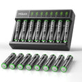 HiQuick 8-Bay AA AAA Battery Charger with 16 AAA 1100mAh Ni-MH Batteries