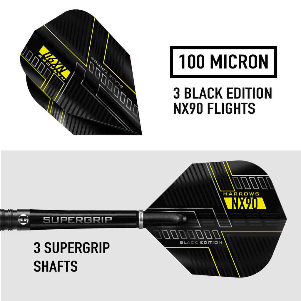 Harrows NX90 Black Edition 90% Tungsten Steel Tip Darts Set
