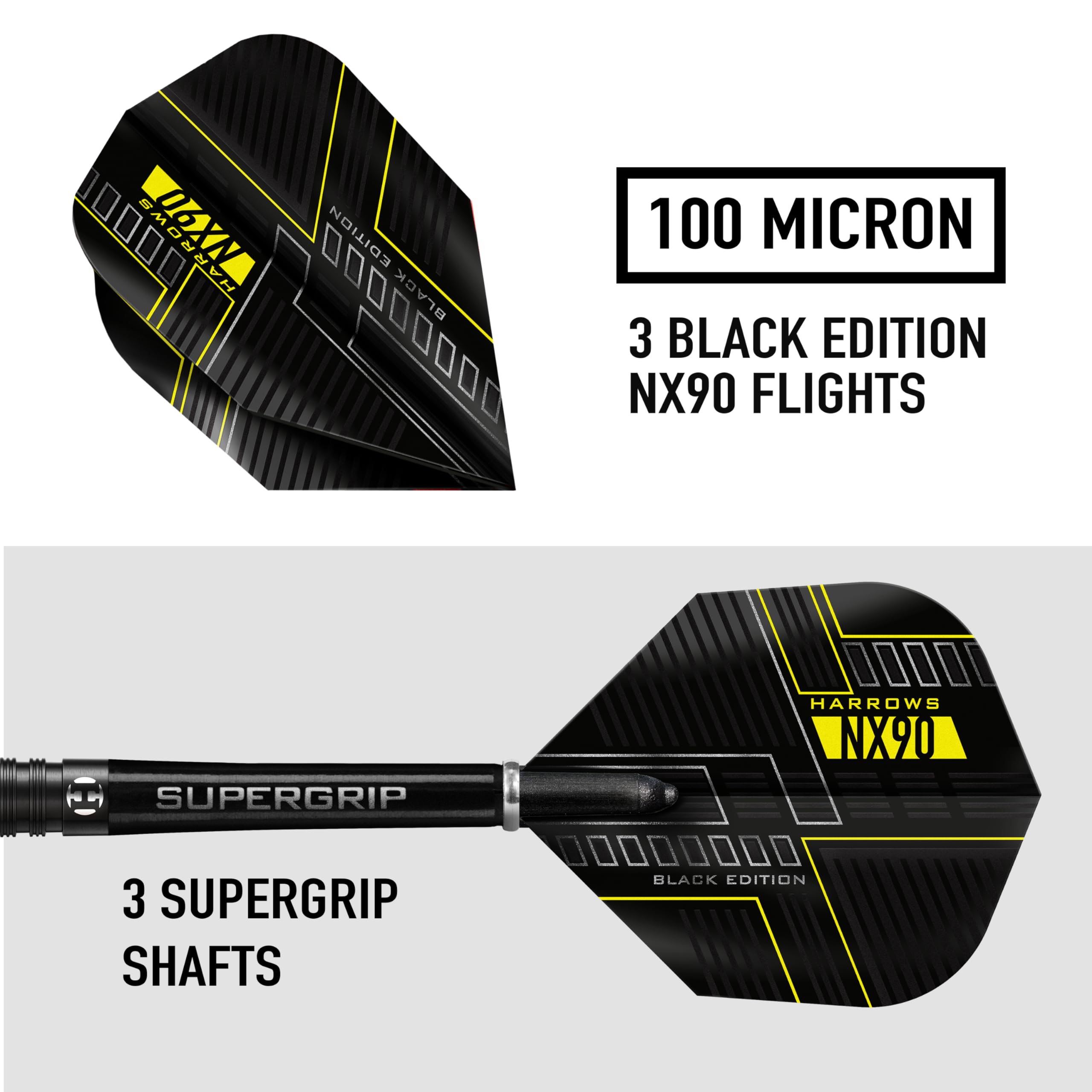 Harrows NX90 Black Edition 90% Tungsten Steel Tip Darts Set