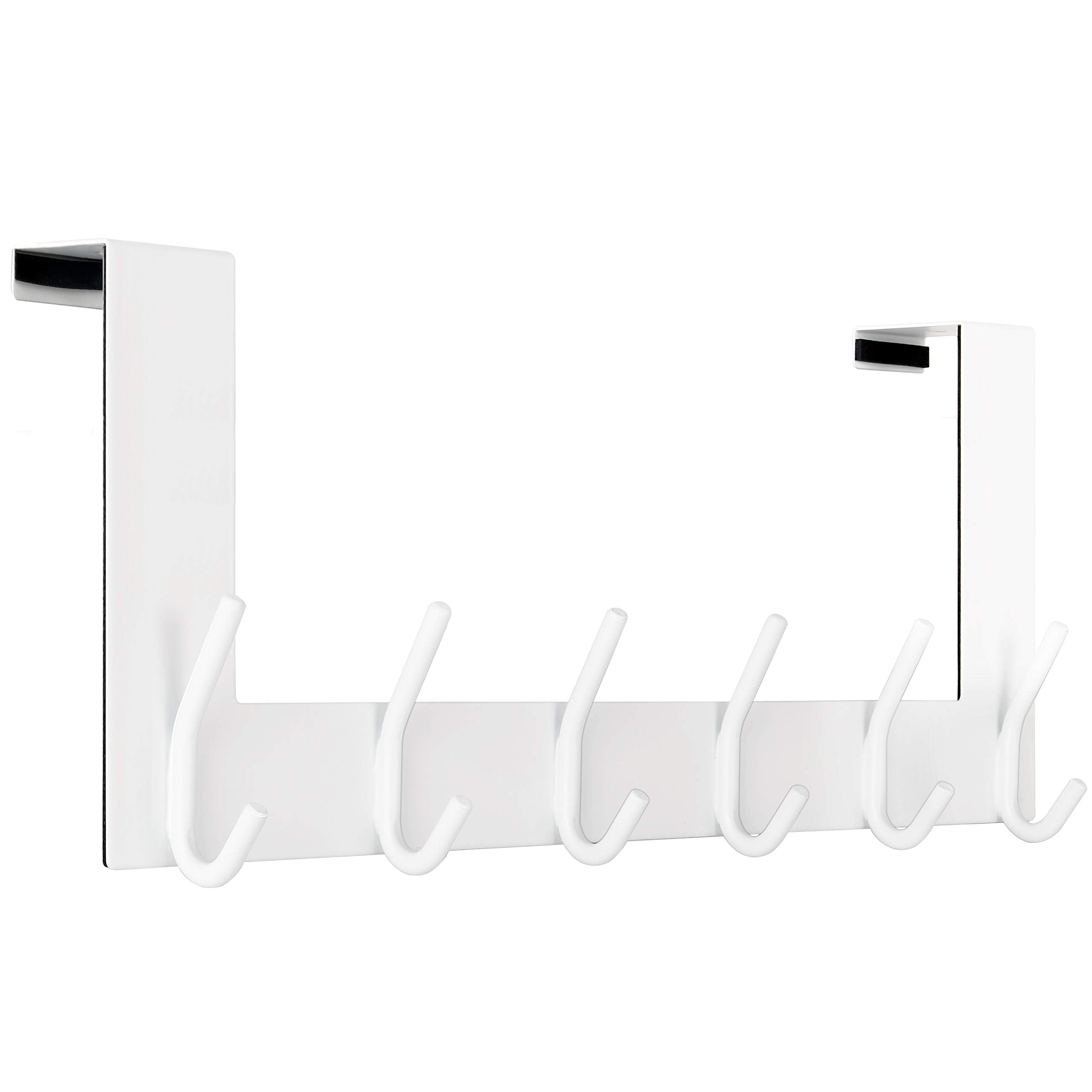 WEBI Over The Door Hook Rack - 6 Hook Metal Towel Hanger, White