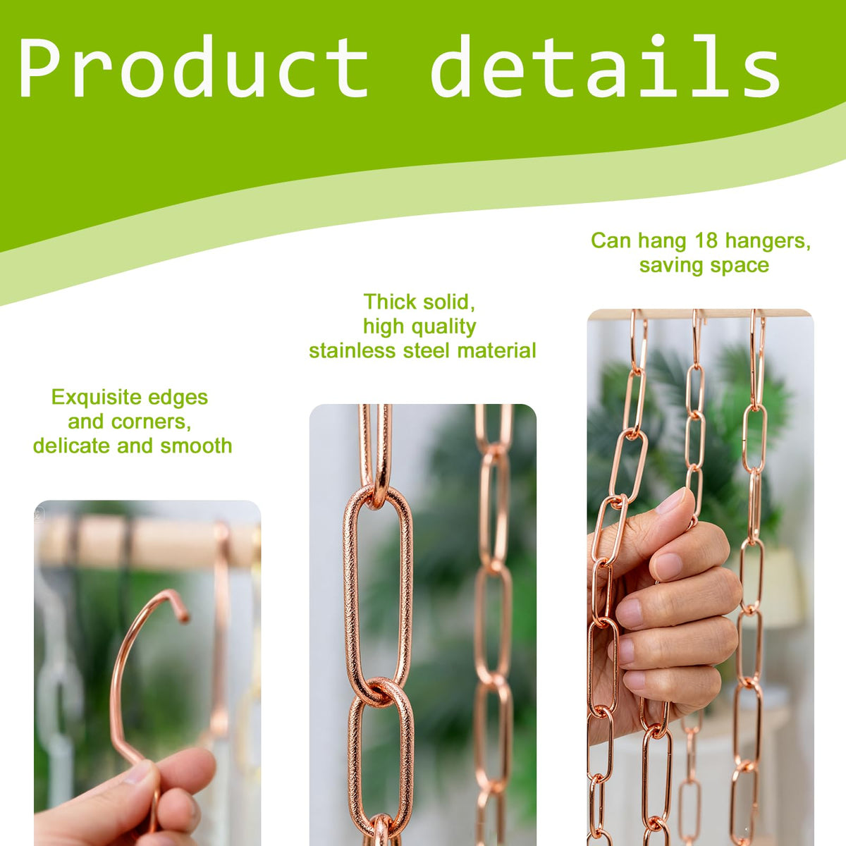 MIUPOO Magic Multi Hangers,Hanger Chain,Stainless Steel Chains Clothes Hangers Space Saving Chains for Wardrobe,Magical Hangers Closet Space Saving - image 3