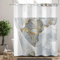 Ttincceer Hookless Shower Curtain | Grey Gold Marble Double Layer Fabric