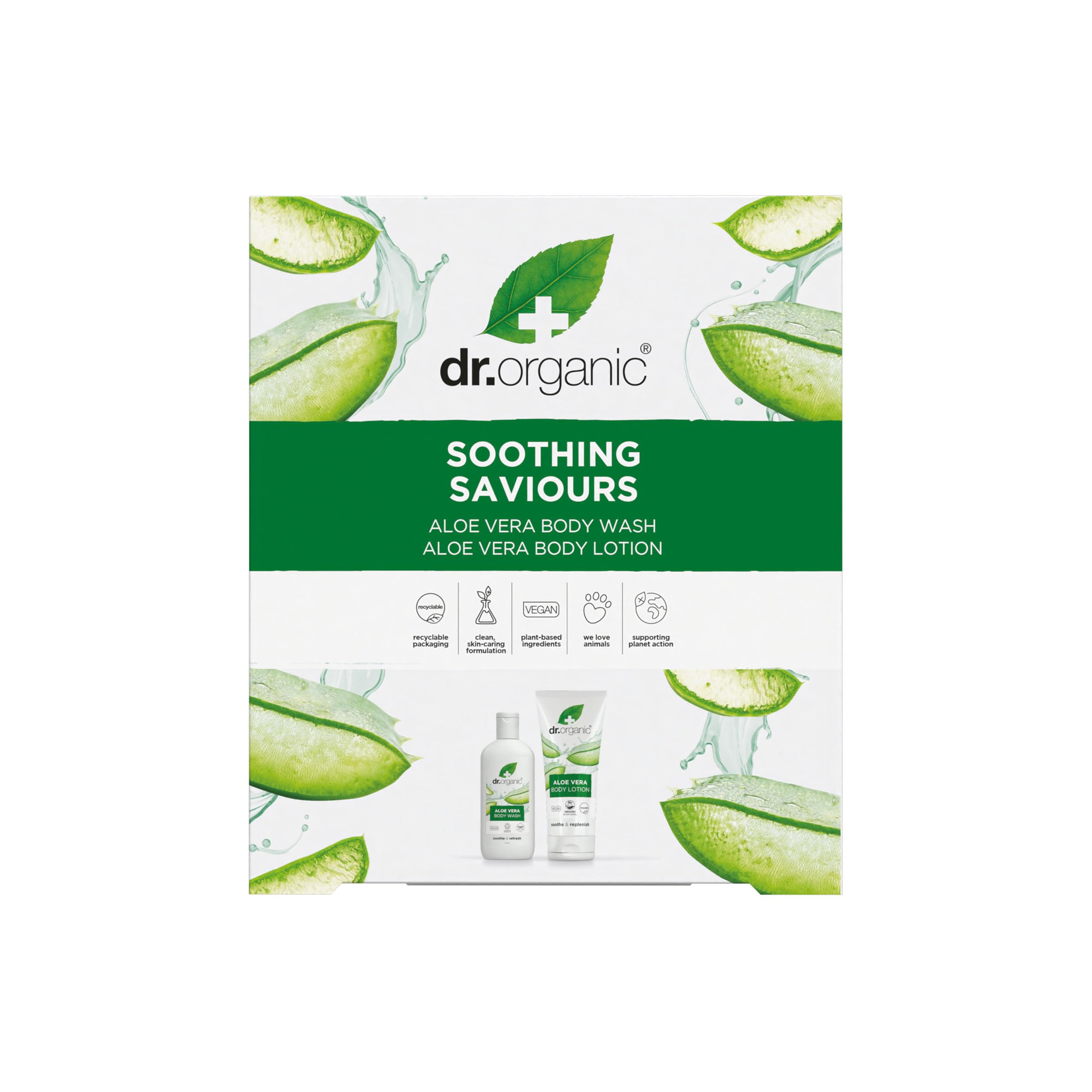 Dr Organic Aloe Vera Soothing Saviours Body Duo | Natural Wash & Lotion