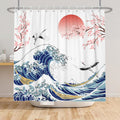 SDOTPMT Wave & Cherry Blossom Shower Curtain | Waterproof Polyester