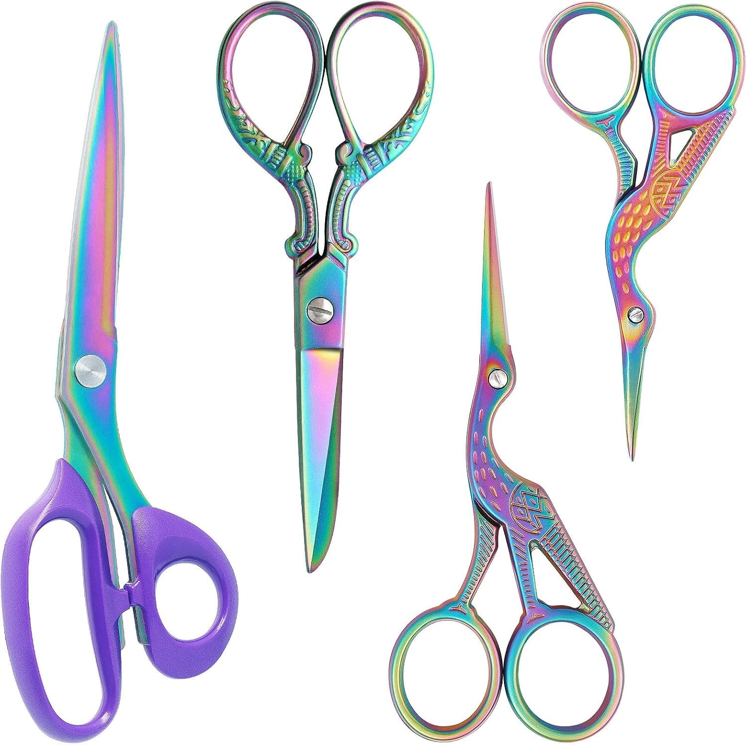 Asdirne Titanium Sewing Scissors Set – 4-Piece Stainless Steel Fabric Shears