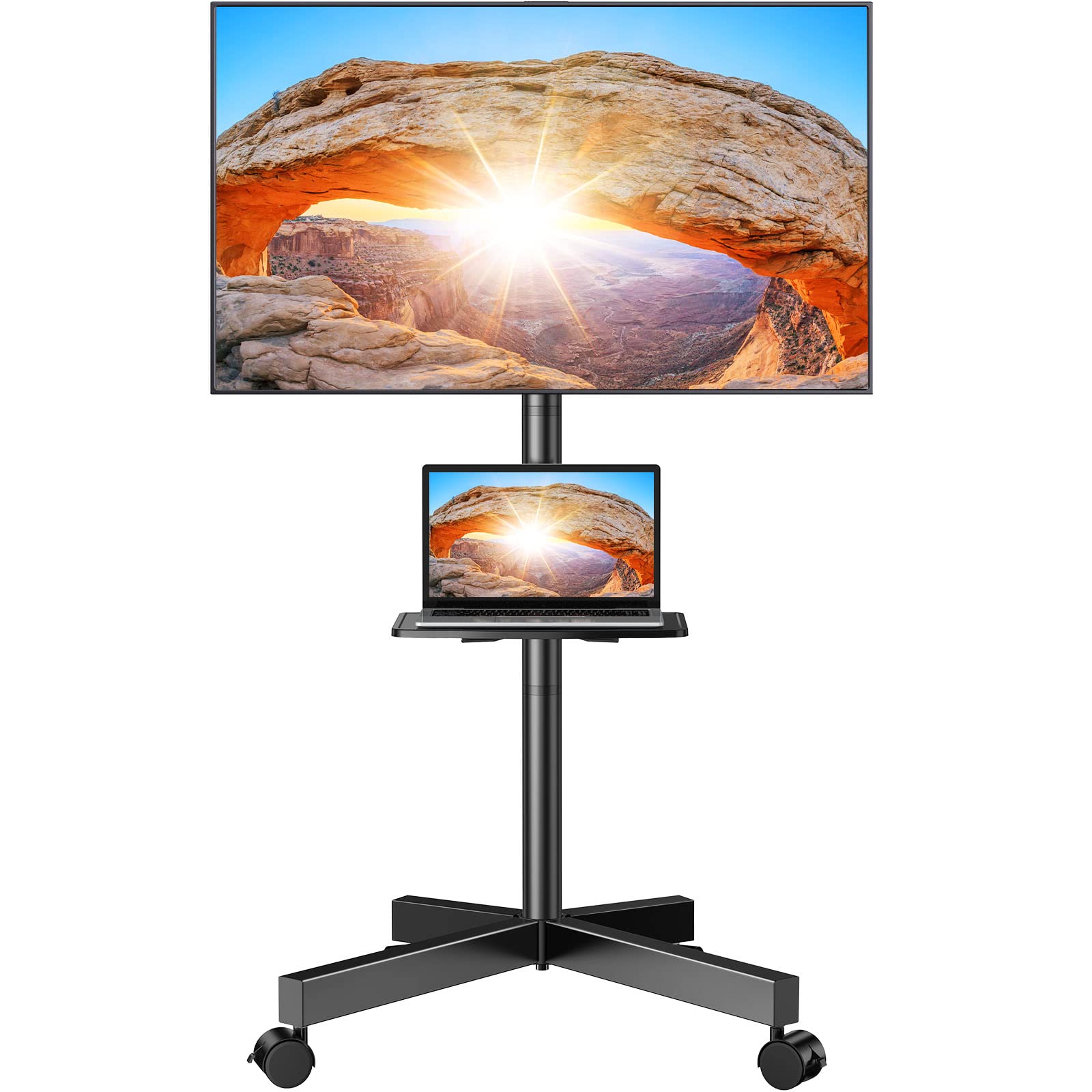 Perlegear Mobile TV Stand with Wheels – Rolling Cart for 23-60 inch TVs