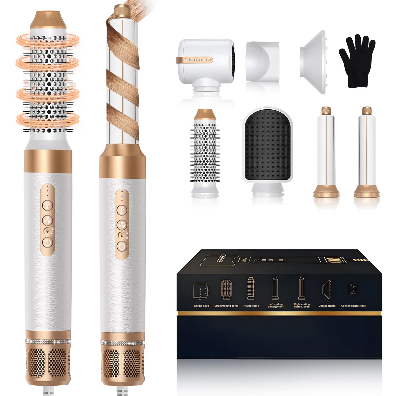 SCZND 7-in-1 Air Styler | 1400W Hot Air Brush & Hair Dryer Gift Set