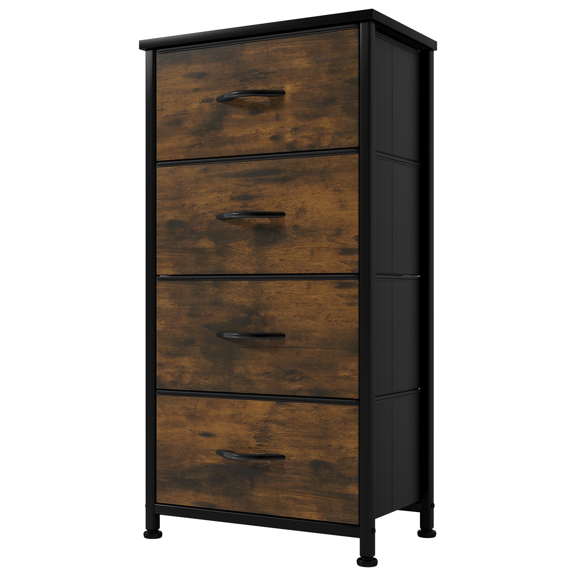 YITAHOME 4-Drawer Fabric Chest of Drawers | Rustic Brown Storage Dresser