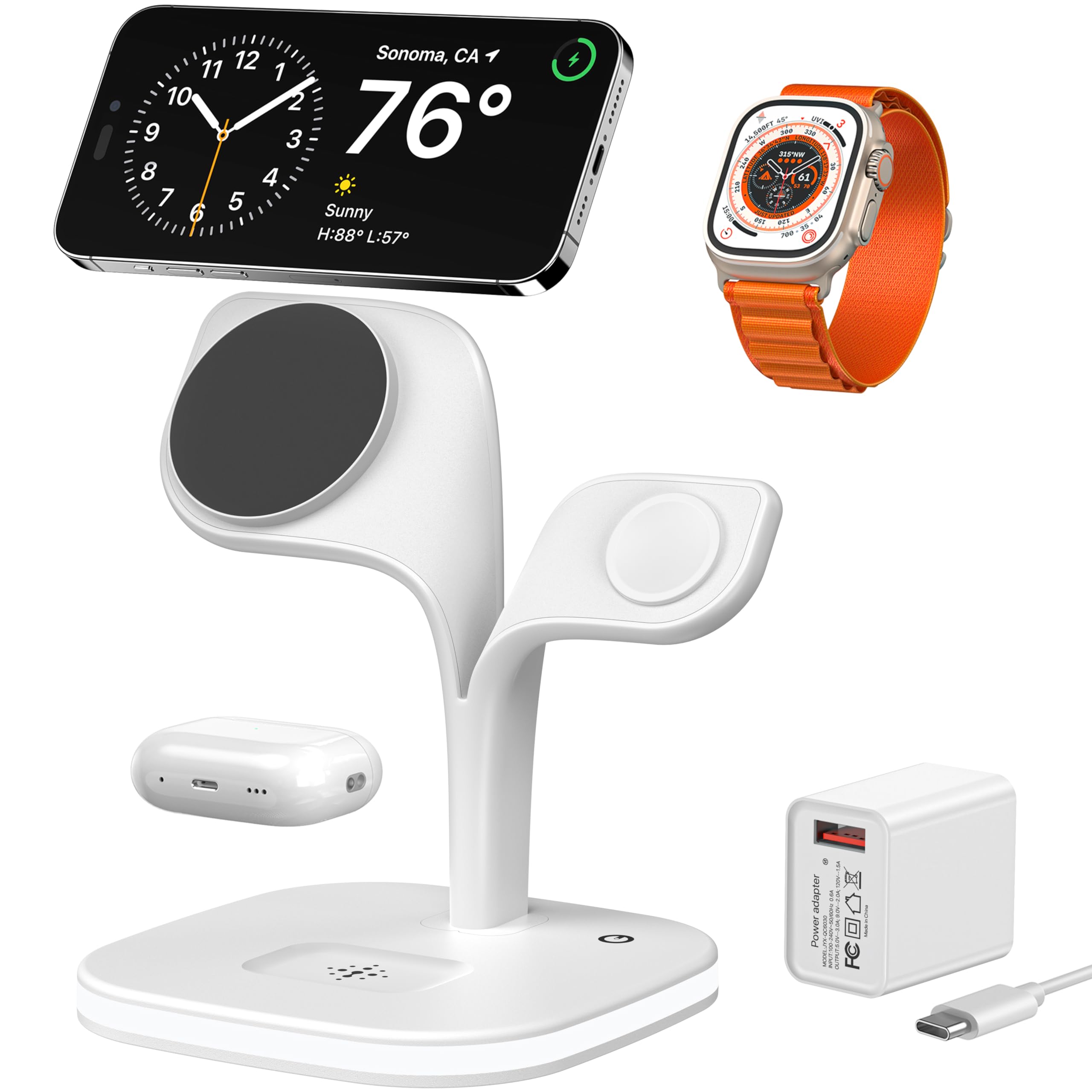 EXW 3-in-1 Magnetic Wireless Charging Station for iPhone & Apple Watch