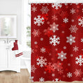 GCIREC Christmas Snowflake Shower Curtain | Red Waterproof Fabric Decor