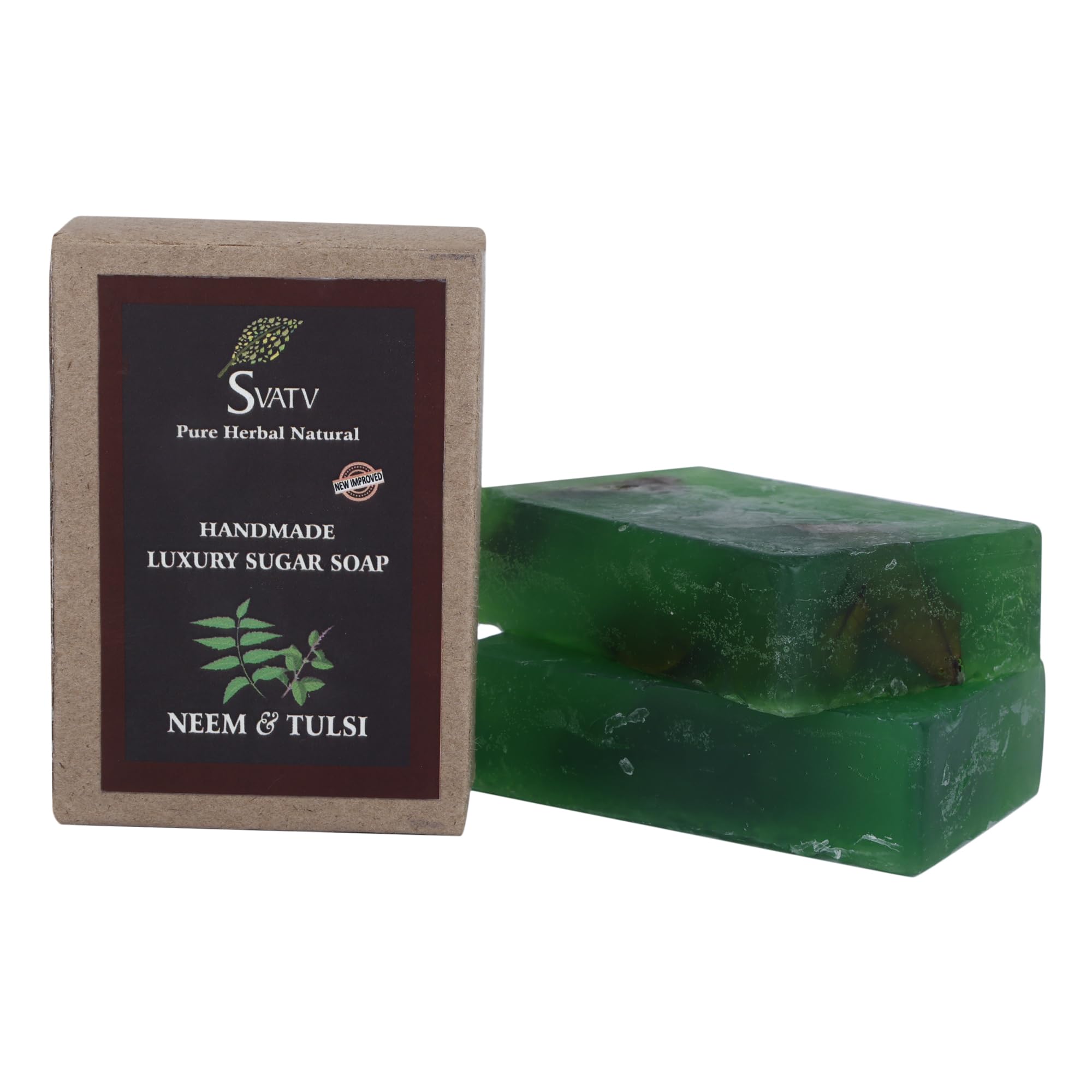 SVATV Neem & Tulsi Handmade Soap – Natural Exfoliating Herbal Bar, 2 Pack