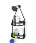 Umbra Flex Shower Caddy - Modern 2-Tier Organizer with Gel-Lock, Black