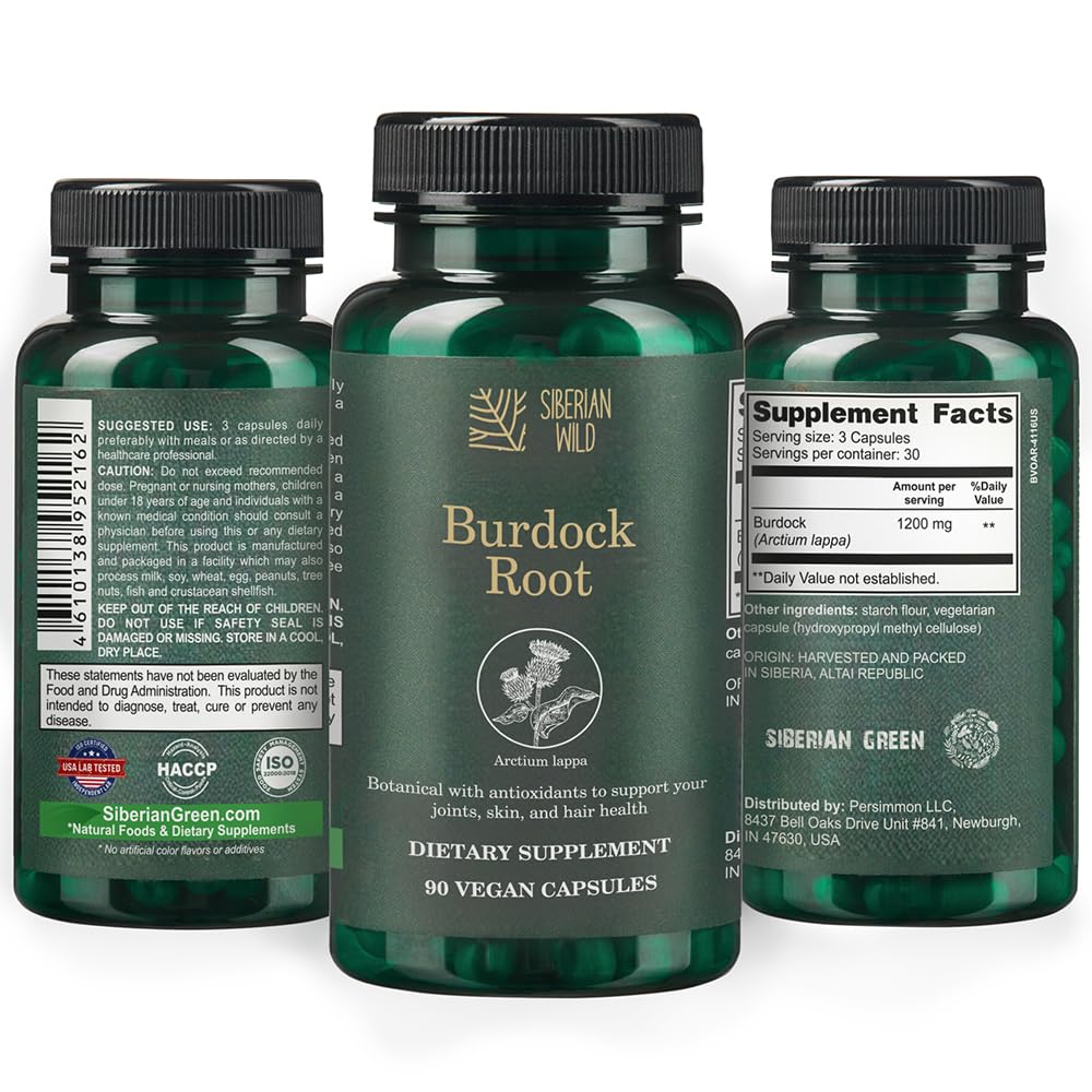Siberian Wild Burdock Root 4600mg - 90 Vegetarian Capsules