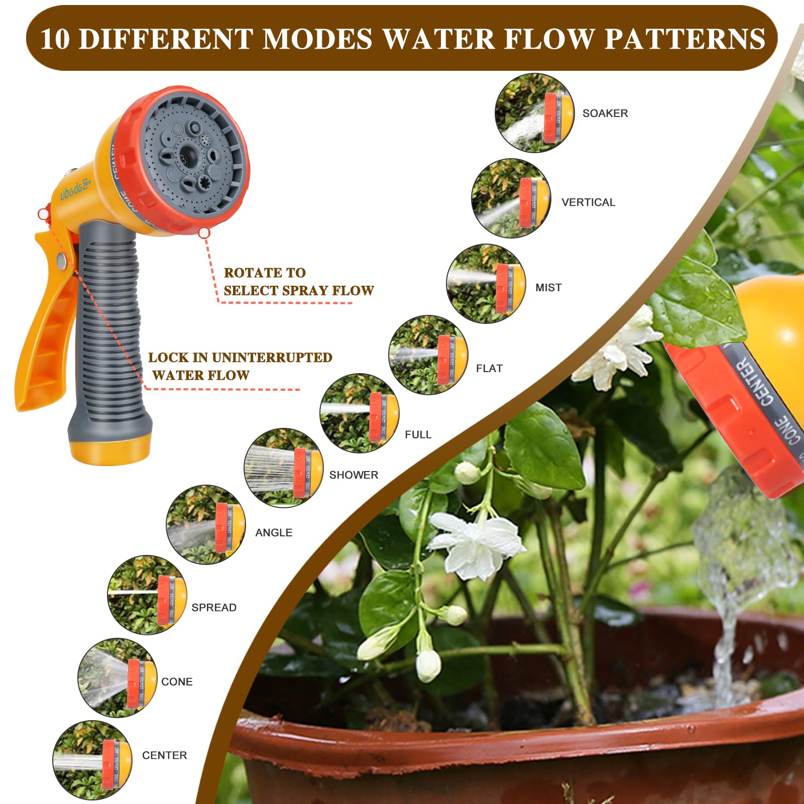 100ft Expandable Garden Hose | 10-Function Spray Gun & Brass