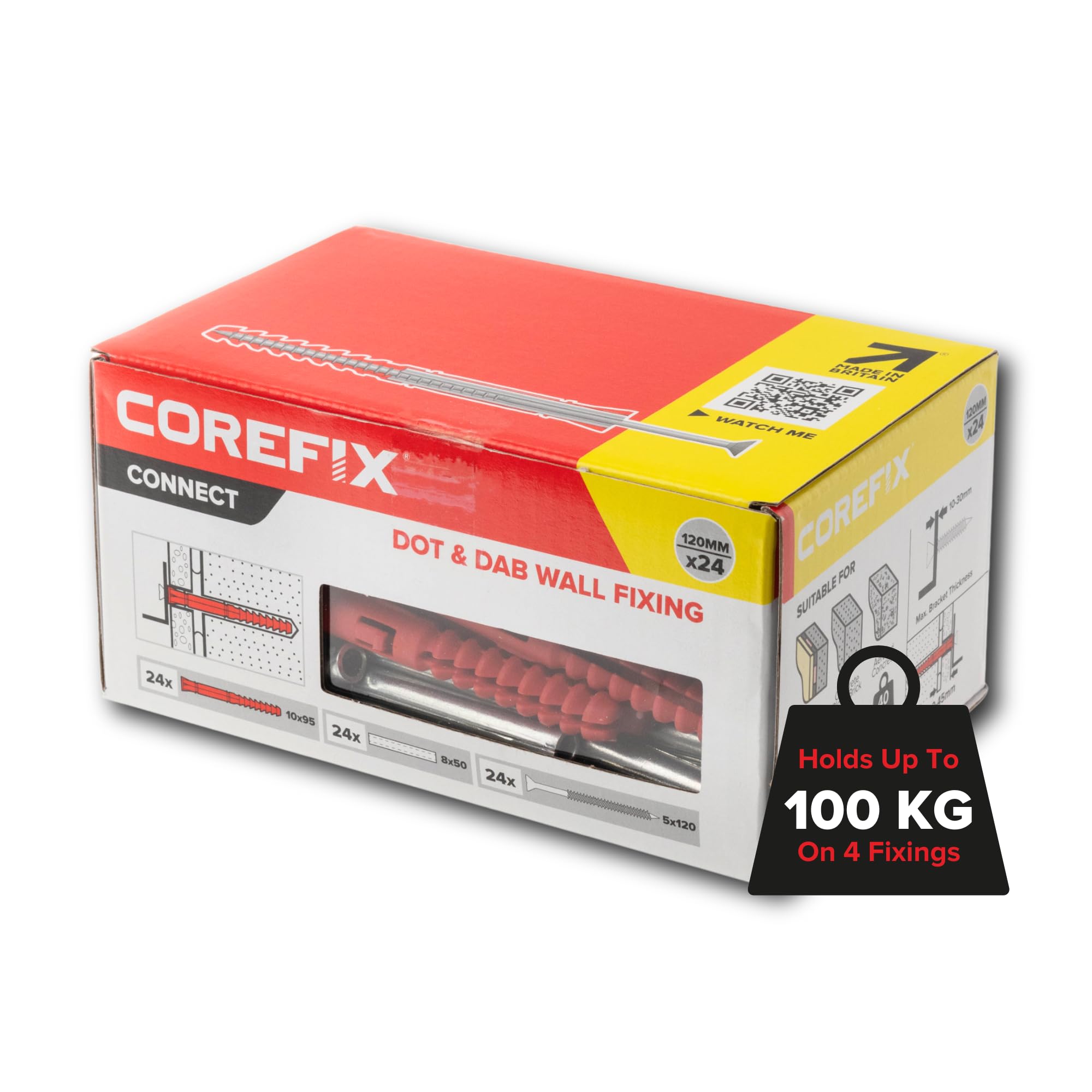 Corefix Heavy Duty Dot & Dab Wall Fixings - 120mm Plasterboard Anchors