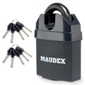 Maudex MDL60 Heavy Duty Padlock | Closed Shackle Security Lock with 10 Keys