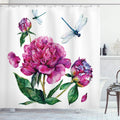 ABAKUHAUS Watercolor Peonies Flower Shower Curtain | Fabric Bathroom Decor