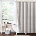 Lush Decor Farmhouse Gray Sheer Tufted Shower Curtain Set with PEVA Liner