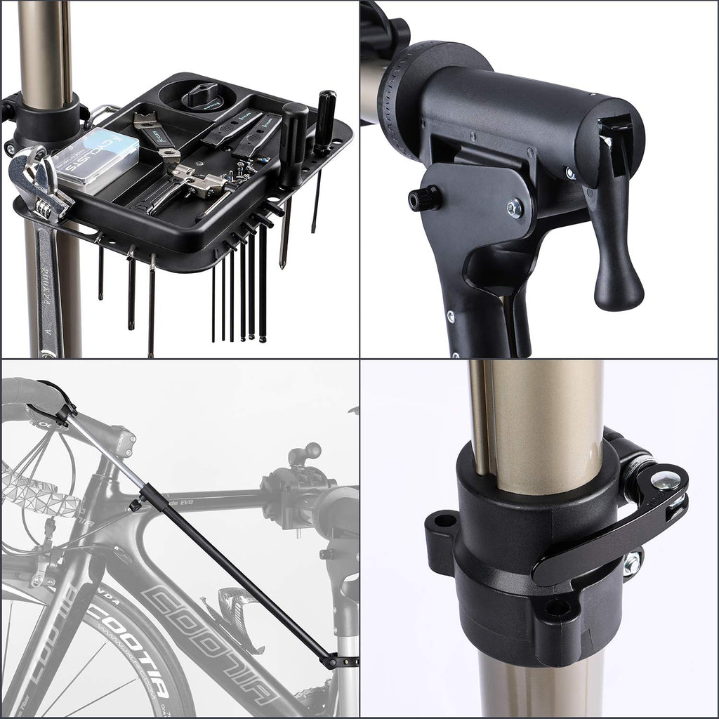 CXWXC Bike Repair Stand – Foldable Aluminum Maintenance Stand with Tool Tray