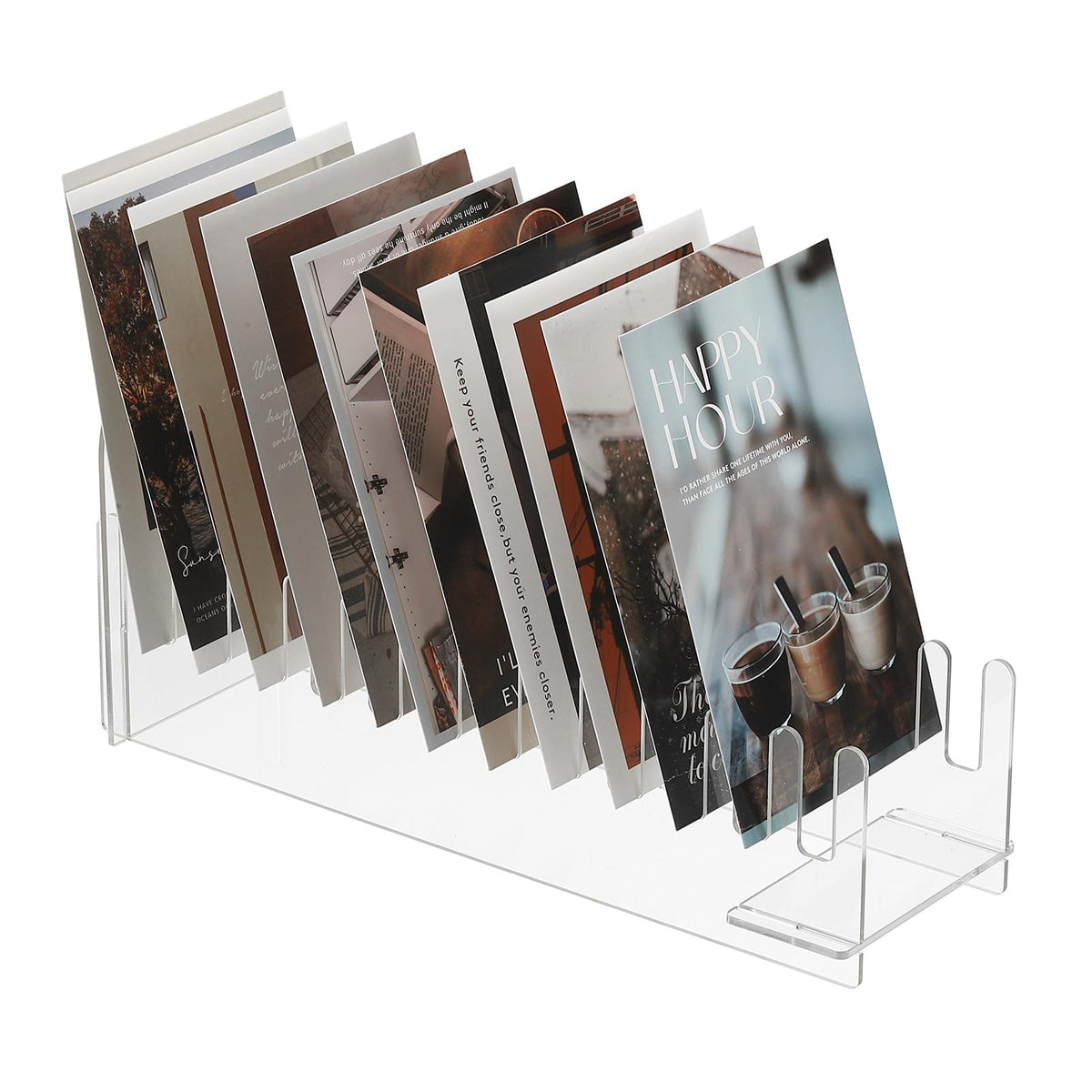 PATIKIL 1Pack 12-Tier Clear Greeting Card Display Stand, Acrylic Sticker Display Stand Portable Postcard Rack Holder Organizer for Envelopes Photo - image 1