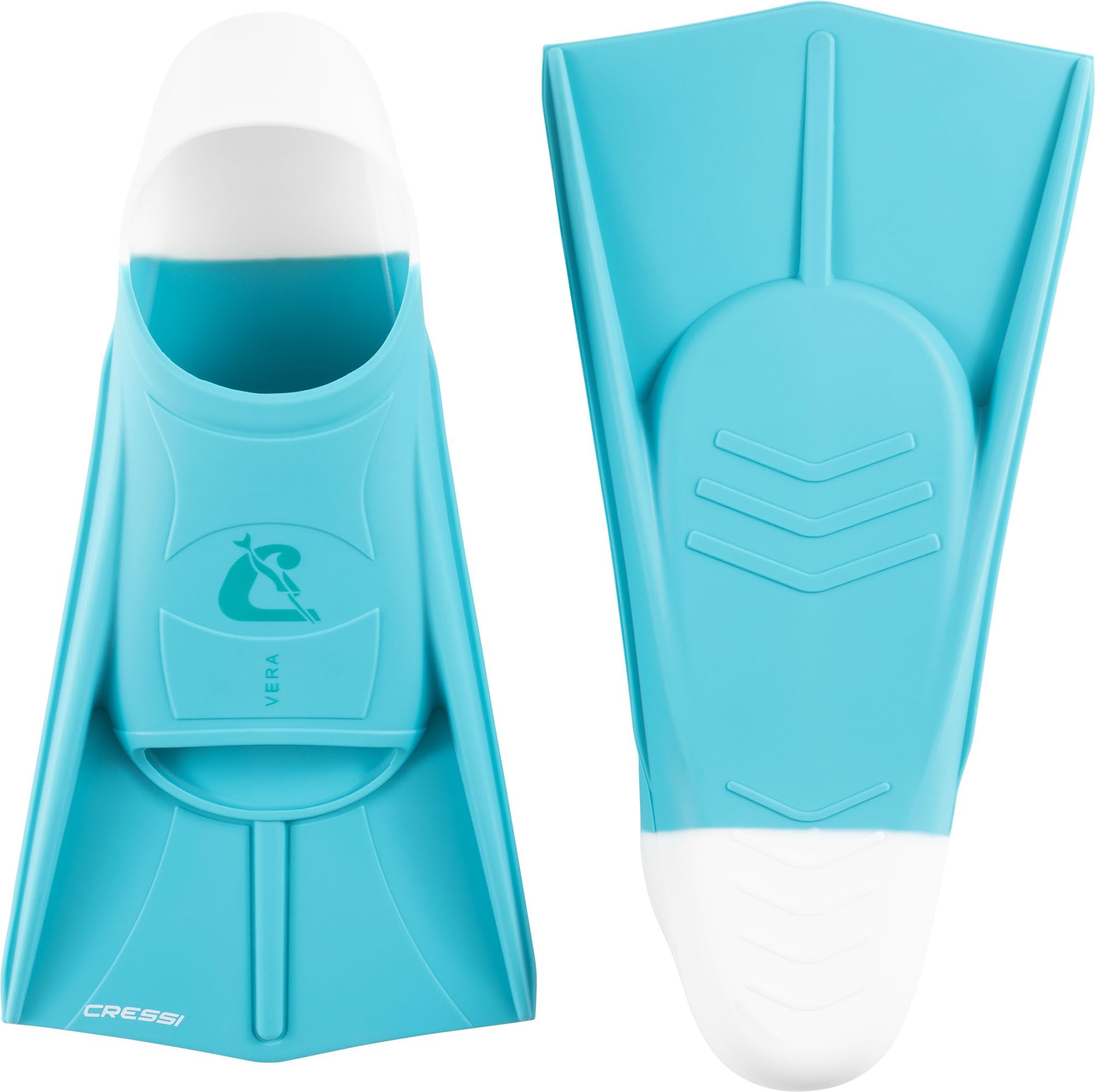 Cressi Vera Short Silicone Swimming Fins | Aquamarine/White | Unisex XL