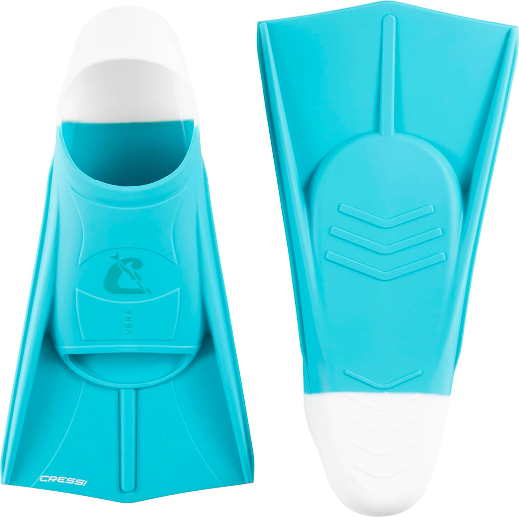 Cressi Vera Short Silicone Swimming Fins – Aquamarine/White – Large