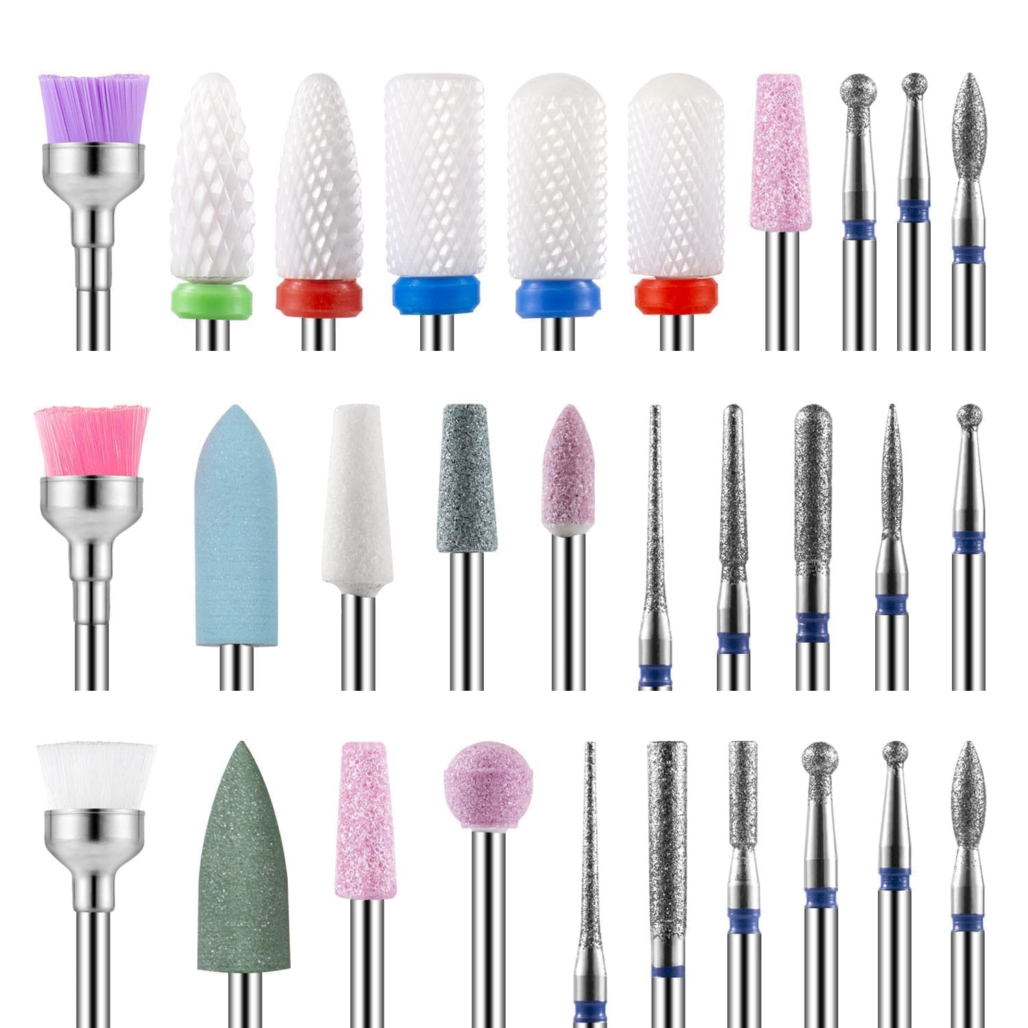 30Pcs Nail Drill Bits Set | 3/32'' Ceramic & Carbide Tools