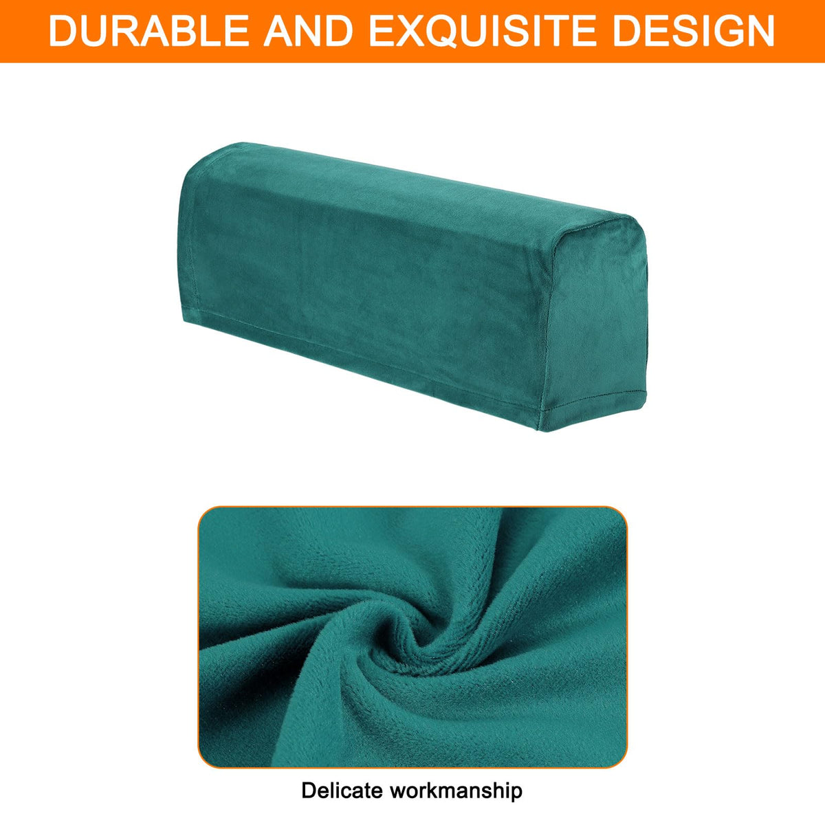 sourcing map Stretch Sofa Armrest Covers Dark Green 2 Pcs - image 5