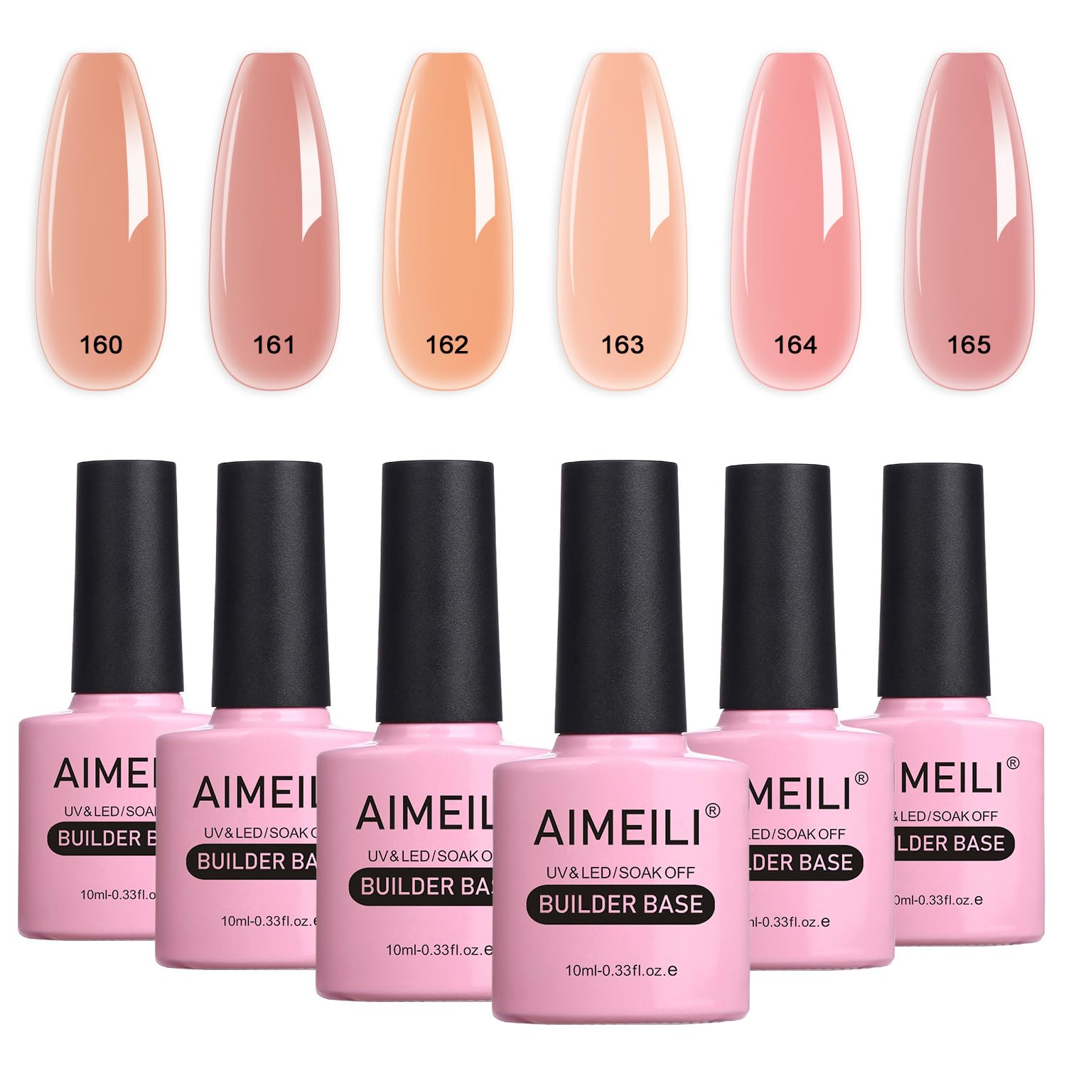 AIMEILI 8-in-1 Builder Base Gel Set | Sheer Nude UV LED Nail Extension Kit