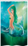 ABAKUHAUS Mermaid Stall Shower Curtain – Waterproof Fabric Ocean Decor