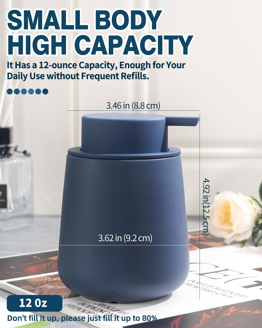 BosilunLife Ceramic Soap Dispenser for Bathroom 12Oz - image 3