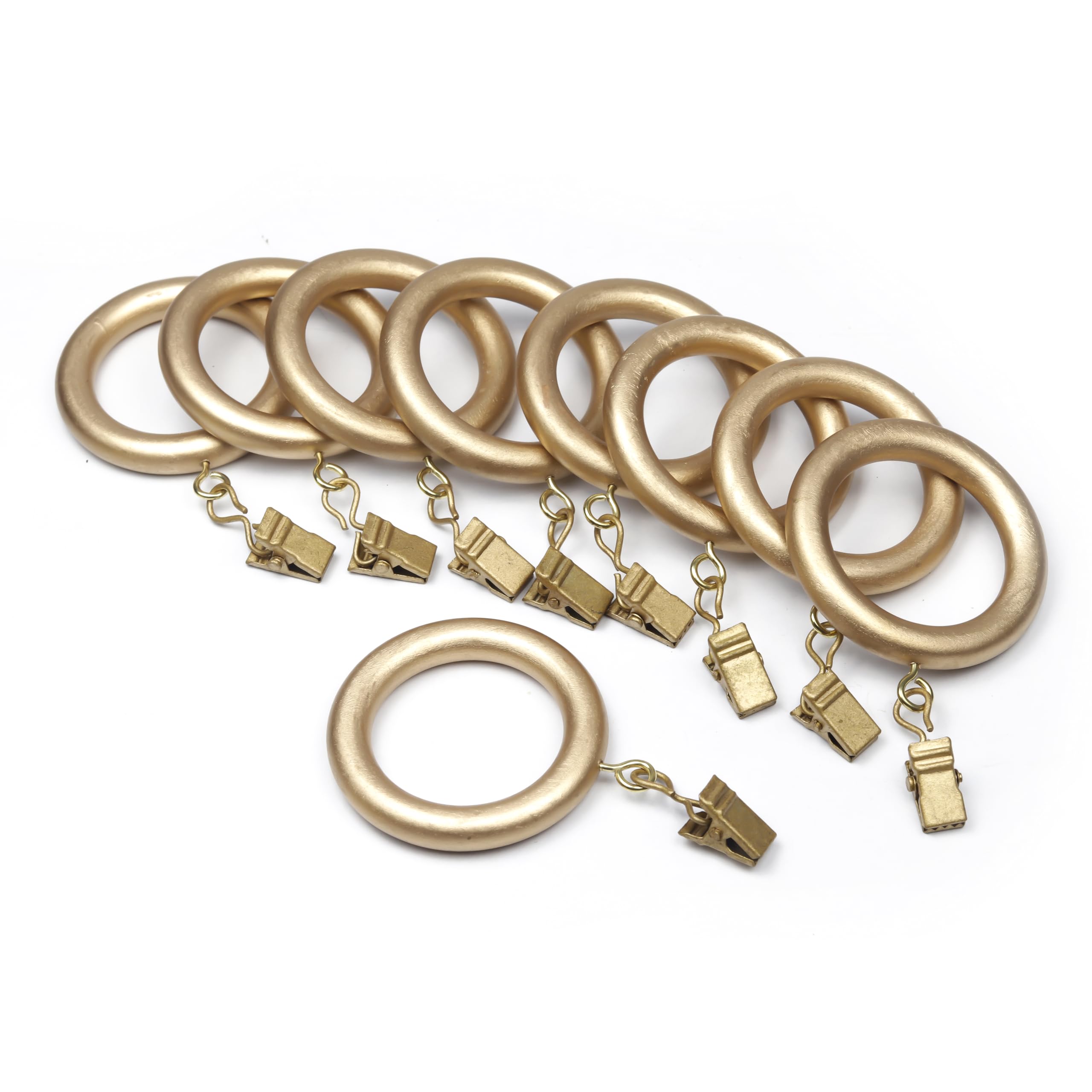 Rosewood Curtain Rings with Clips - 24 Pack for 1.5 Inch Rods
