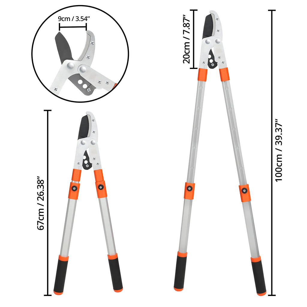 Kurtzy Heavy Duty Telescopic Anvil Lopper – 67-100cm Extendable Tree Cutter